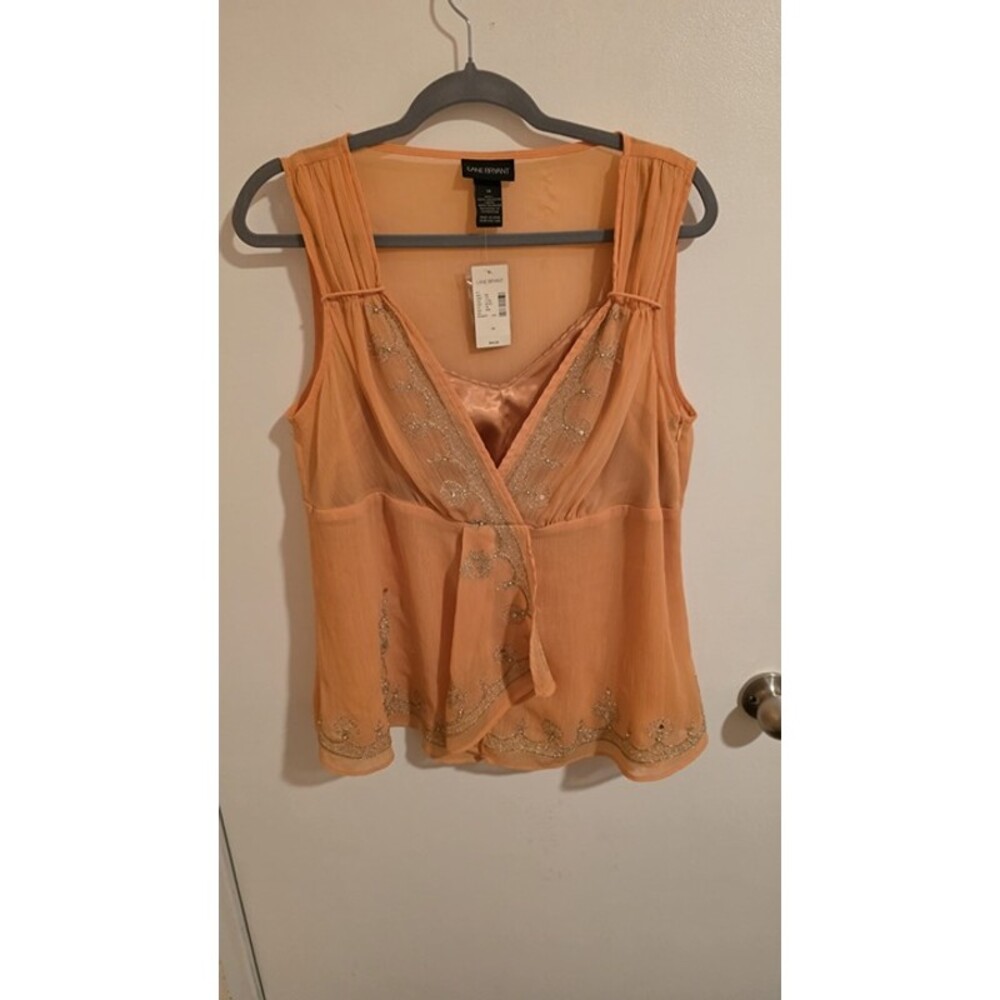 Lane Bryant Blouse Womens Size 14 Large Sleeveless Chiffon Orange NWT Cocktail